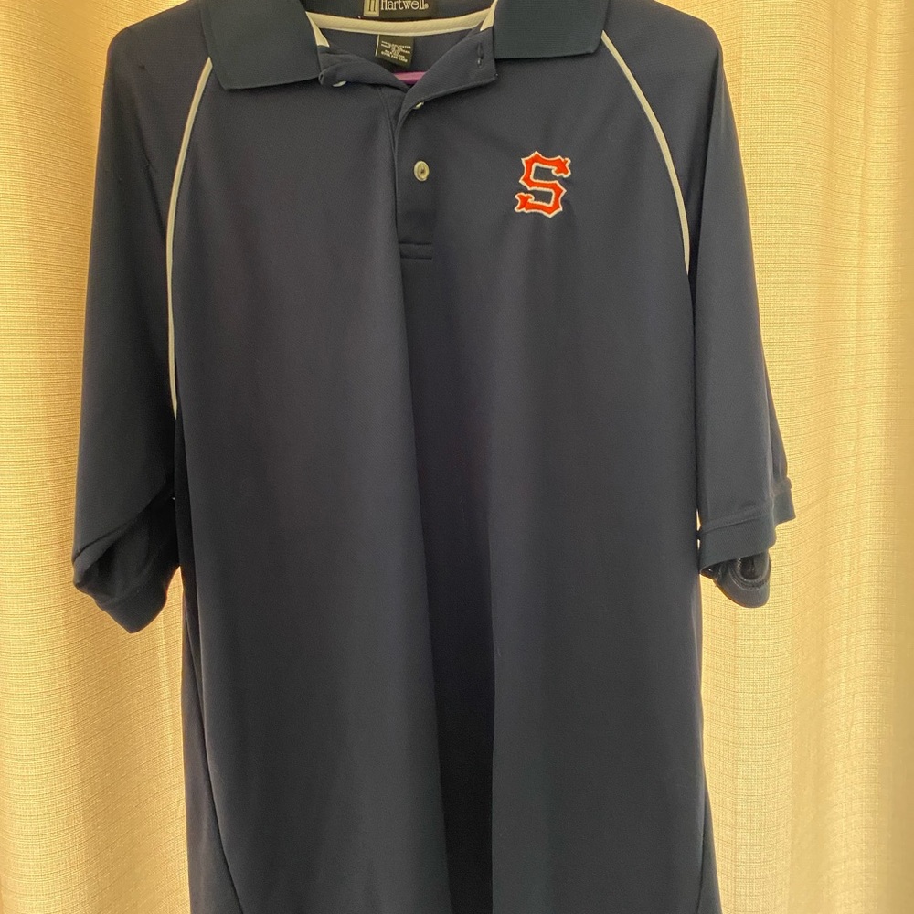 Blue college of sequoias polo